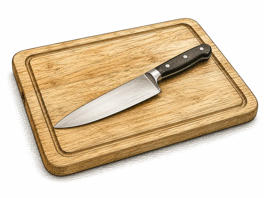 Chopping board & knife